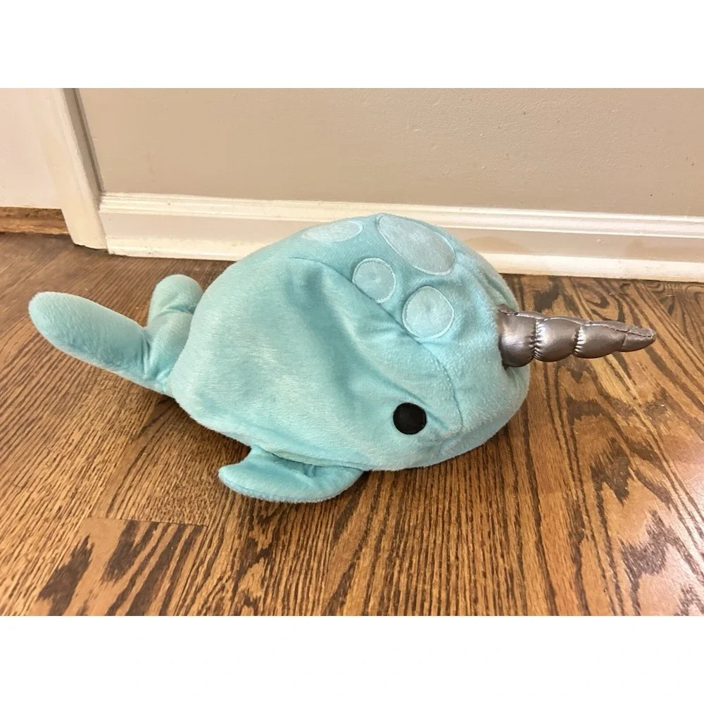 Kids Narwhal Hat Blue Costume Cap Tusk Size Adjustable Plush Horn